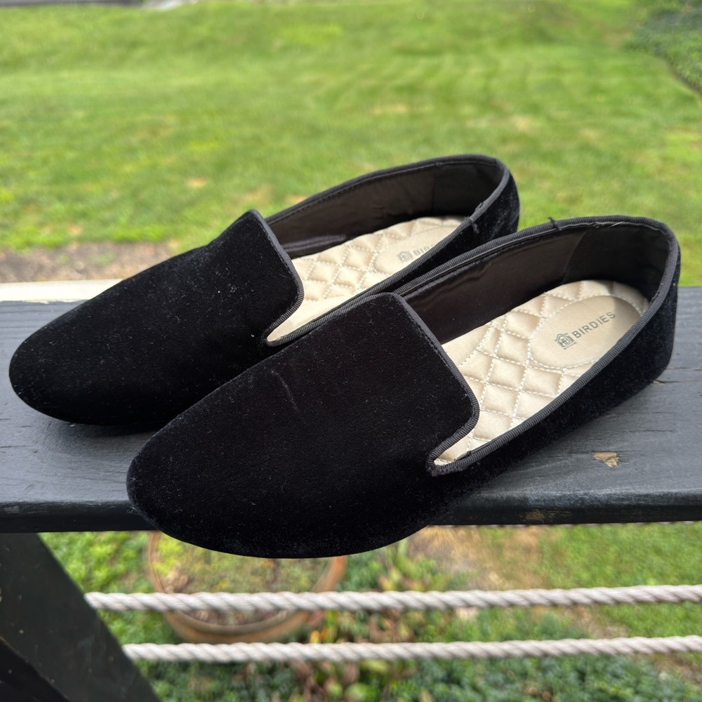 Birdies Black Velvet Loafers